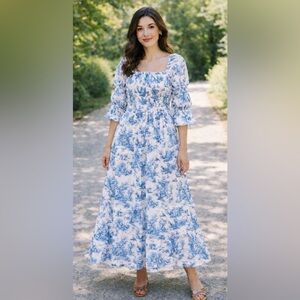 Sunday Up Cottage Core Smocked Maxi Dress Balletcore Fairy Feminine.  Sz M  NWT!